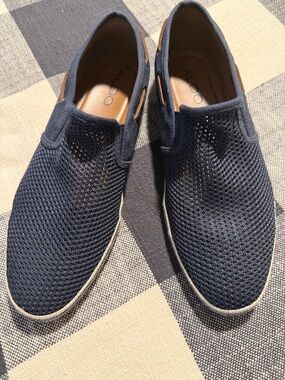 ALDO Navy Mesh Slip-On Loafers with Tan Accents